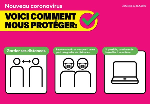 Infographie: Affiche de l'Office fédéral de la santé publique présentant les trois dernières règles à suivre.