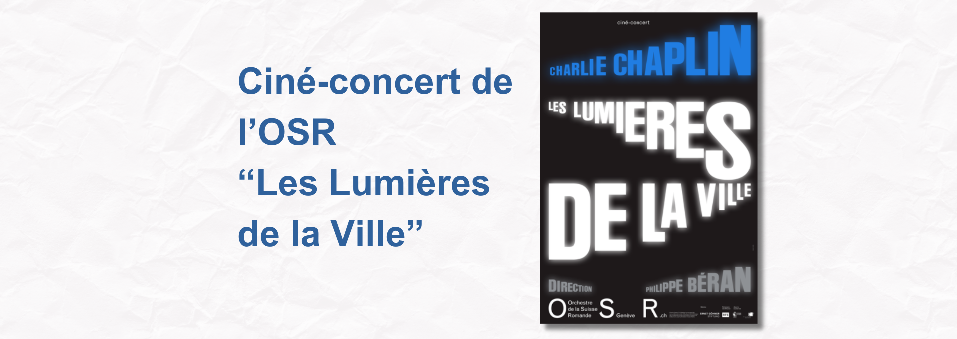 Ciné-concert caritatif de l&rsquo;OSR en faveur de l&rsquo;ABA
